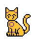 a seated cat coloured like the intersex flag
